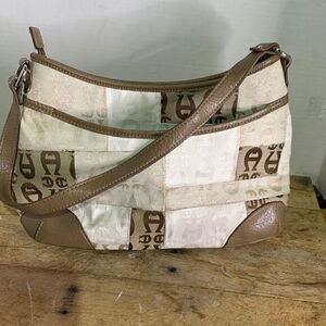 ETIENNE AIGNER HANDBAG CANVAS/ SIGNATURE LOGO shoulder purse‎